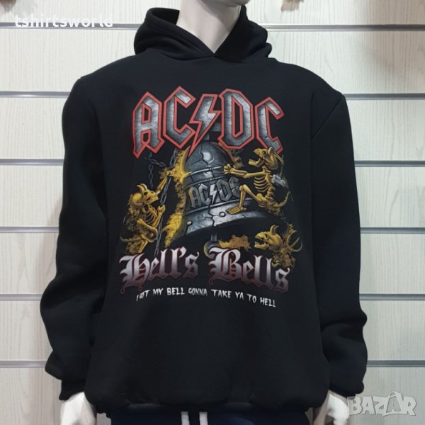 Нов мъжки суичър с дигитален печат на музикалната група АC/DC - HELL'S BELLS, дяволчета, снимка 1