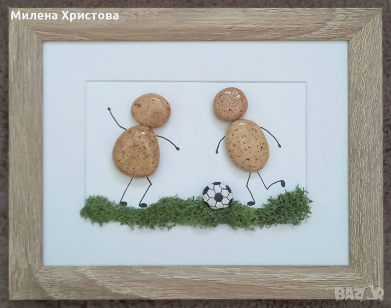 Подарък за футболист с морски камъчета , снимка 1