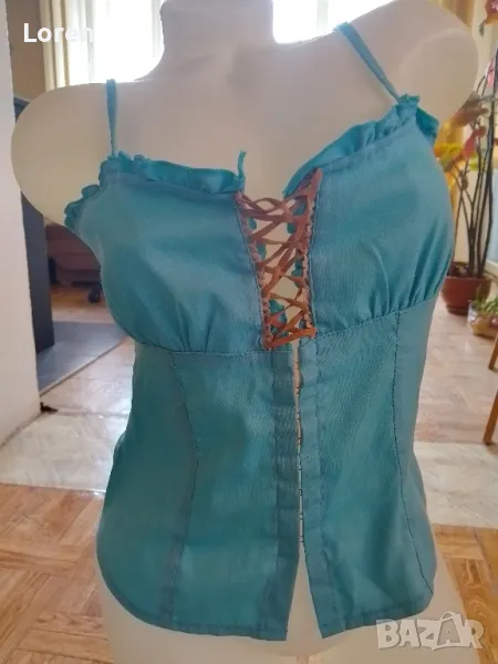 Секси синьо потниче с връзки , снимка 1