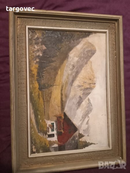 Невероятна планинска картина масло на фазер, снимка 1