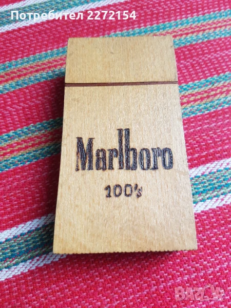 Дървена табакера MARLBORO с кибрит, снимка 1