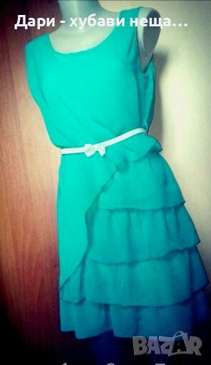 Синьо зелена рокля👗🍀 S,M👗арт.4090, снимка 1