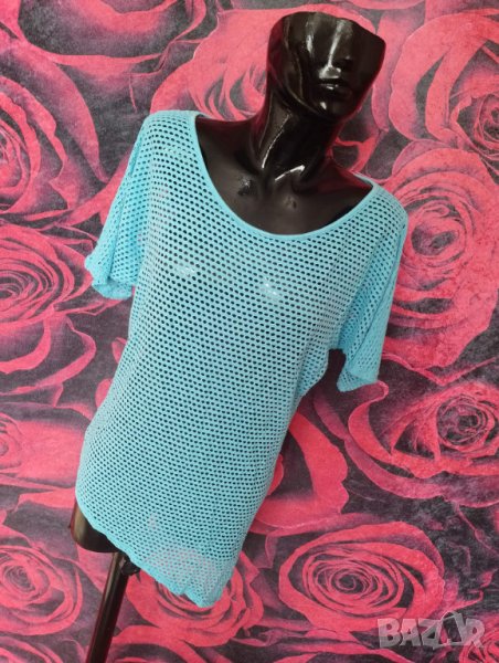 Светло синя тениска на дупки за плаж М/Л, снимка 1