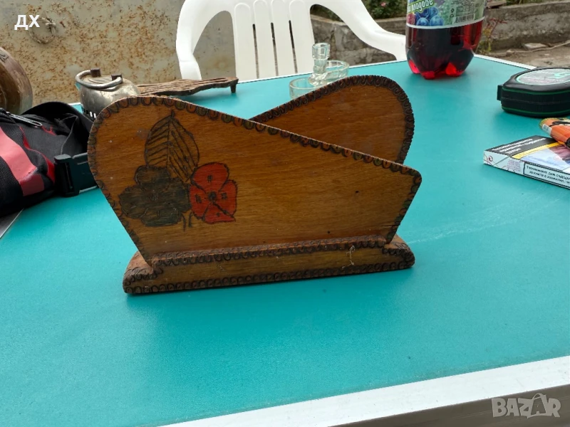 Стар дървен салфетник, снимка 1