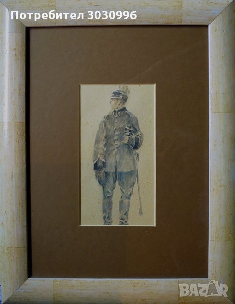 Христо Т. Данов - акварел, "Немски офицер от І-та световна война", снимка 1