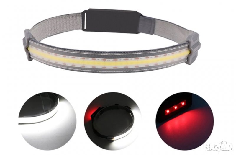 Влагозащитен акумулаторен LED челник тип лента, снимка 1