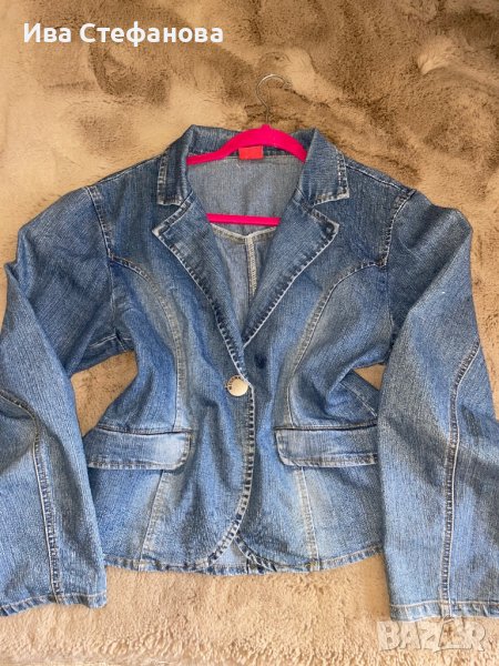 Дънково синьо сако XL размер еластичен деним , снимка 1