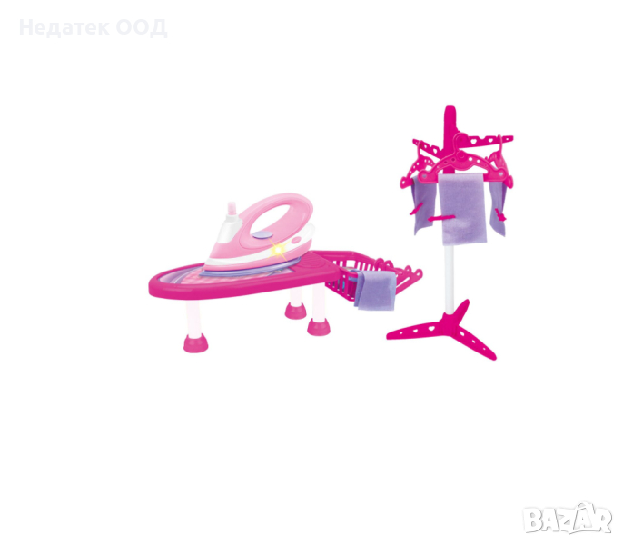 Детски комплект, дъска за гладене с ютия, поставка за сушене на дрехи, снимка 1