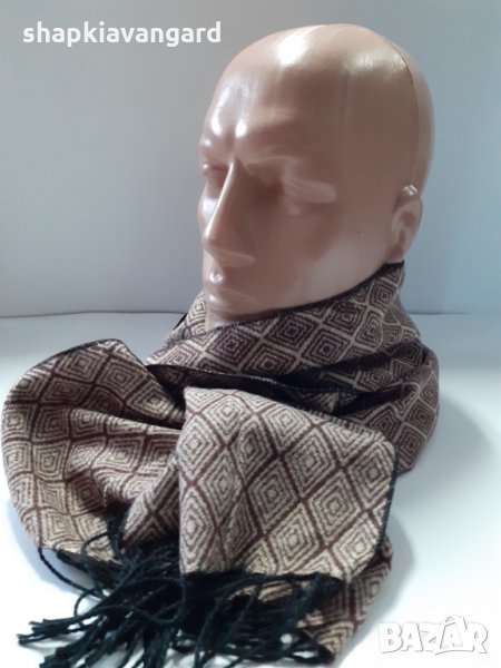Мъжки шал кашмир в бежаво кафяв цвят - 105, снимка 1