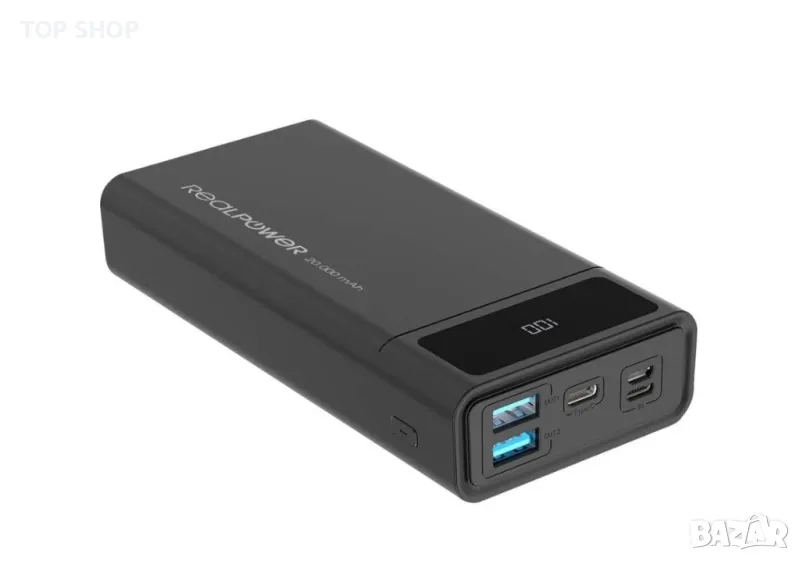 Мощен PowerBank Realpower PB-20k PD 20000mAh,Type-C PD бързо зареждане,телефони,таблети, лаптопи, снимка 1