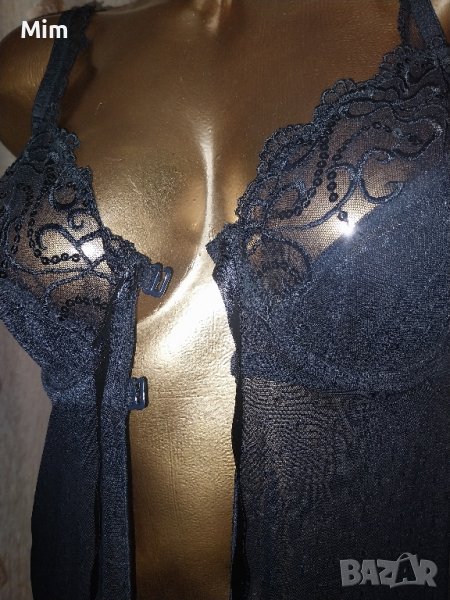  SANS 80 C Къса черна нощница с предно закопчаване , снимка 1