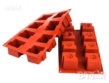 8 бр куб кубчета закривени с дупка силиконов молд форма фондан шоколад гипс сапун свещ, снимка 1