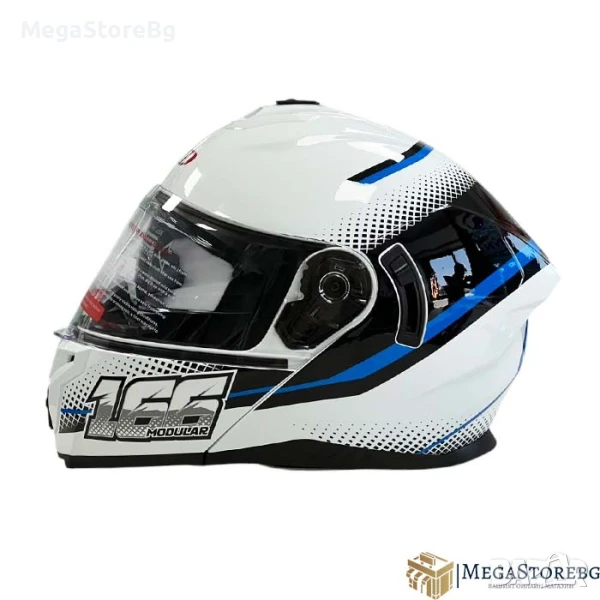 Модуларна Каска 166 - Размер S, M, L, XL - Бяло/Синьо, снимка 1