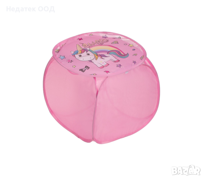 Платнена кутия за играчки, с капак, Еднорог, 45x45x45 см, снимка 1