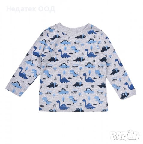 Блузка за момче, Динозаври,  Сиво/ синя, 6 - 9 месеца, снимка 3 - Бебешки блузки - 39625199