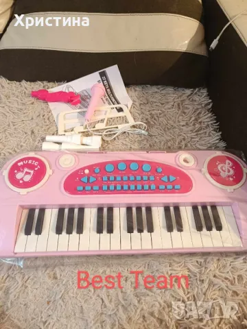Розово детско пиано с микрофон и 37 клавиша – Забава и музикално развитие за малки музиканти, снимка 1