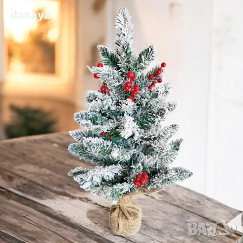 5314 Изкуствена коледна елхичка със снежно покритие в чувалче, 60 см, снимка 5 - Декорация за дома - 47534576