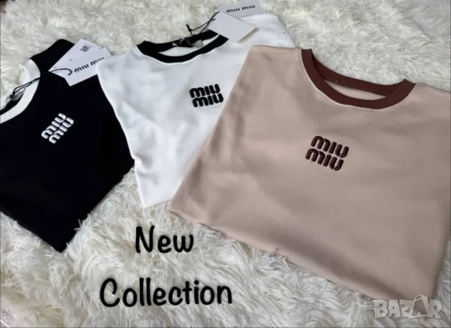 дамски комплект тениска miu miu и дълъг рипсен клин , снимка 3 - Комплекти - 50307087