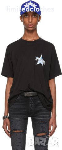 AMIRI Black Paisley Star Logo Print Мъжка Тениска size S , M и L, снимка 4 - Тениски - 40684148
