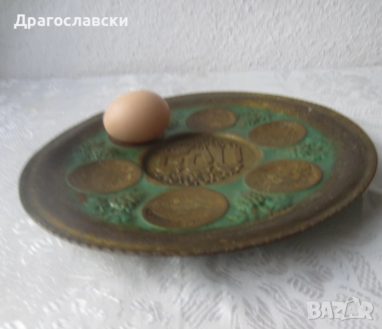 Винтидж свещник за Шабат на равин Баба Сали, юдейски, поднос, еврей, метал бронз антика, снимка 16 - Други ценни предмети - 31942674
