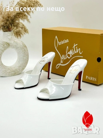 Christian Louboutin Дамски Бели Чехли На Ток Кристиян Лоботин Код SK1167