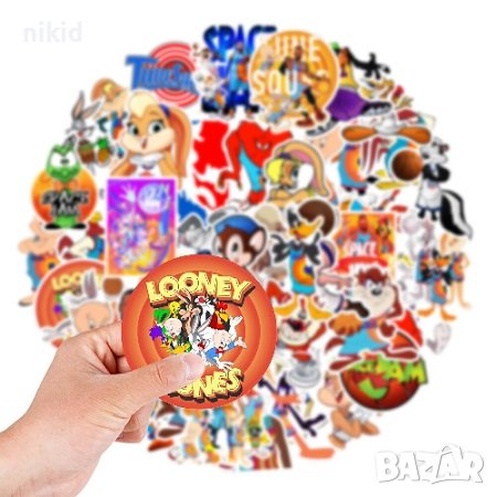 50 бр Space Jam Бъгс Бъни looney tunes самозалепващи лепенки стикери за украса, снимка 3 - Други - 37191871