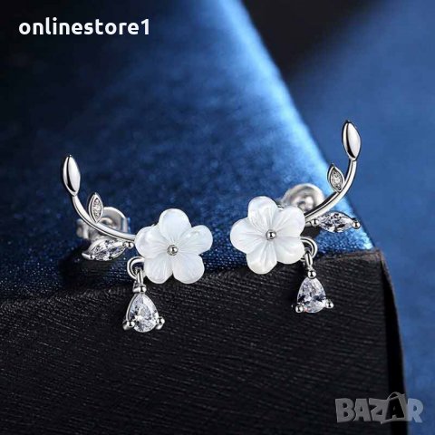 Сребърни Обеци Пролетен цвят - 925 печат сребро BA245, снимка 2 - Обеци - 32173089