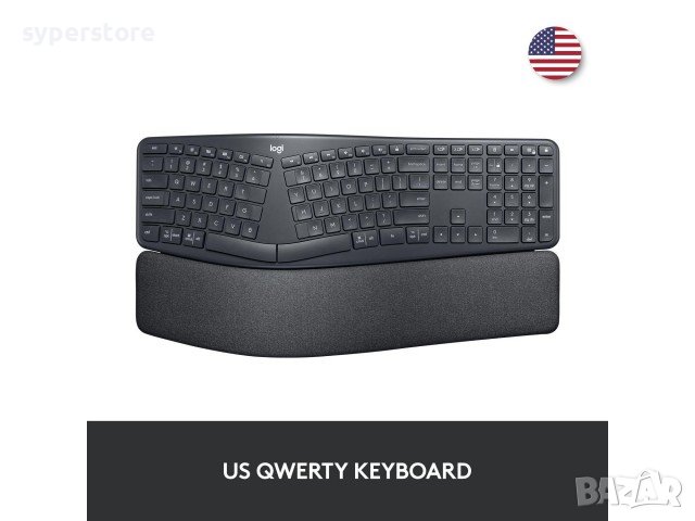 Клавиатура Безжична Logitech ERGO K860 US INTL 920-010108 Eргономична с мека подложка за китки, снимка 3 - Клавиатури и мишки - 42043385