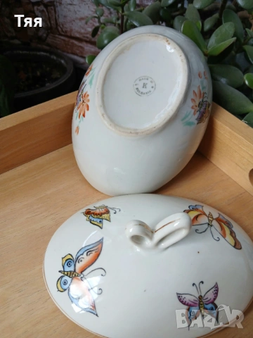 БГ порцеланова захарничка с пеперуди , снимка 3 - Аксесоари за кухня - 54098040