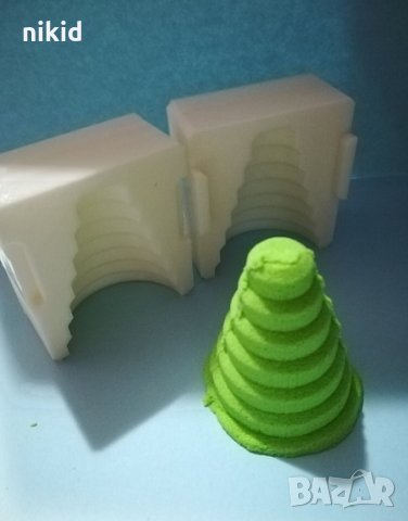  3D фуния на етажи елха елхичка конус скалички 2 части пластмасова форма тесто сладки елхички калъп , снимка 2 - Форми - 31358377