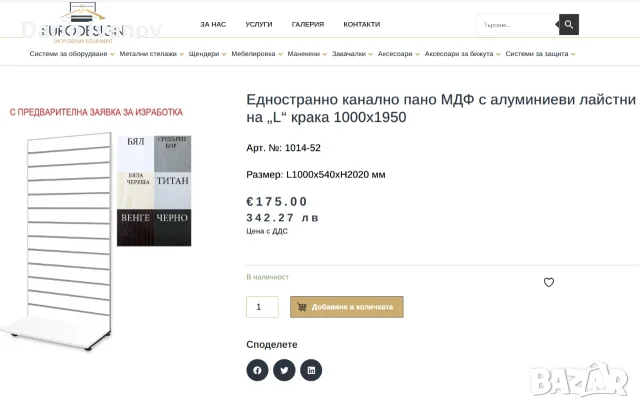 Канално пано с алуминиеви лайстни на „L“ крака и рафтове, снимка 6 - Стелажи и щандове - 55396532