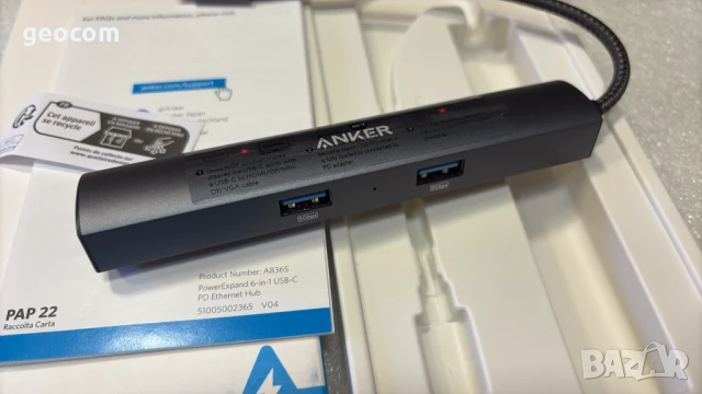 ANKER A8365 6in1 USB-C Hub 65W PD (HDMI,LAN,2xType-C,2xUSB), снимка 4 - Друга електроника - 50762811
