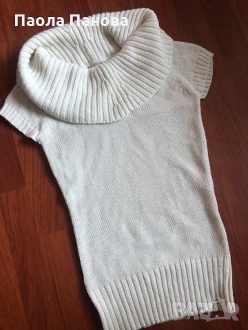 Плетено бяло поло с къс ръкав Terranova, снимка 3 - Блузи с дълъг ръкав и пуловери - 31056095