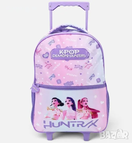 Ученическа раница K-POP, с колелца за основно училище, лилав преливащ цвят,  34x20x44 cm