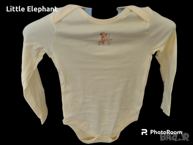 Боди с дълъг ръкав за 2-3 г мом"Girafee is very tall bird is very small",Англия/ново