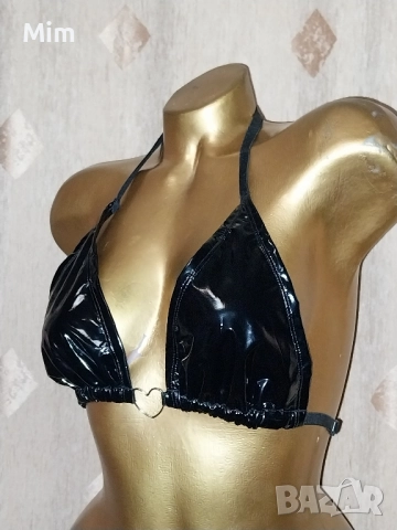  Черен сутиен от лак / винил , снимка 2 - Бельо - 51479438