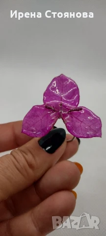 Регулируем пръстен с естествен цвят на бугенвилея. , снимка 7 - Пръстени - 50564661