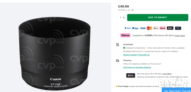 Оригинален сенник Canon ET-73B за Canon EF 70-300mm f/4-5.6L IS USM, снимка 2 - Чанти, стативи, аксесоари - 52387558