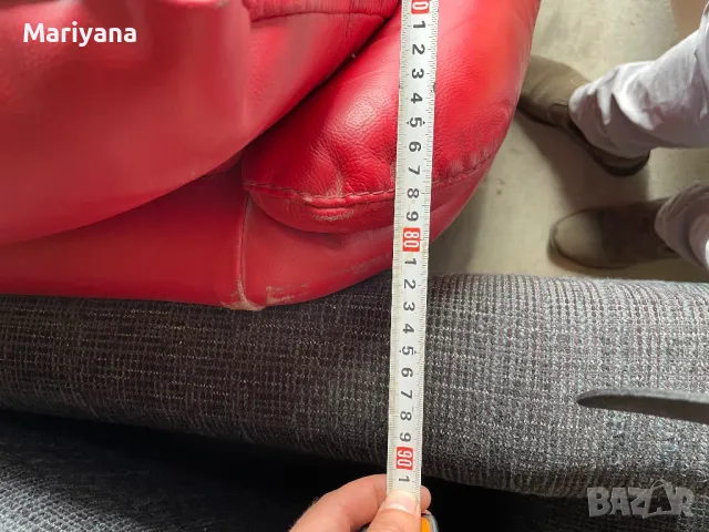 Червен кожен диван , снимка 6 - Дивани и мека мебел - 50043015