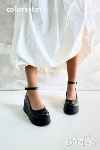 Обувки на платформа - черен лак - FG25 , снимка 2 - Дамски ежедневни обувки - 51649201