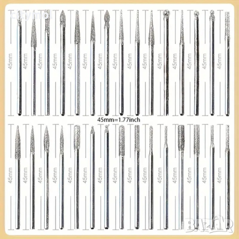 30 бр. Диамантени шлифовъчни игла за гравиране, дърворезба, полиране, нефрит и др., снимка 6 - Полирмашини - 44774777