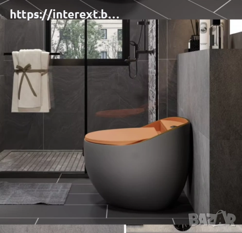 Дизайнерски яйцевиден моноблок – Сив мат с оранжев капак, снимка 3 - Други - 54073484