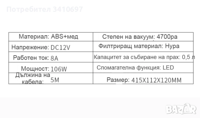 Ръчна преносима автомобилна прахосмукачка 106W мощност TWC-02 - AUTO CLEAN14, снимка 5 - Прахосмукачки - 52569349