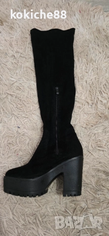 Велурени чизми на ток, снимка 2 - Дамски ботуши - 52855342