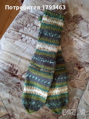 Ръчно плетени мъжки чорапи, размер 46, снимка 2 - Мъжки чорапи - 42776091