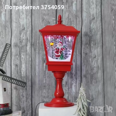 Декоративна коледна лампа Дядо Коледа с падащ сняг и мелодия , снимка 4 - Декорация за дома - 52249767
