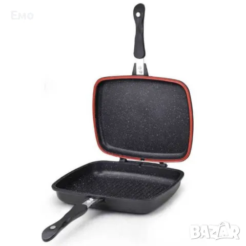 Тиган грил, двоен - 32x25cm, снимка 2 - Съдове за готвене - 48554572