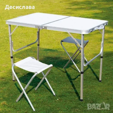 Алуминиева маса с два стола - ПРОМОЦИЯ, снимка 1