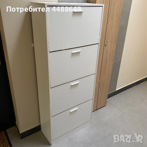 Шкаф за обувки бял гланц