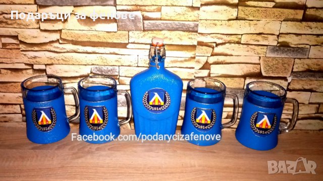 Подарък за мъж- ръчно декорирана бутилка с отбор "ЛЕВСКИ"., снимка 6 - Футбол - 38920861